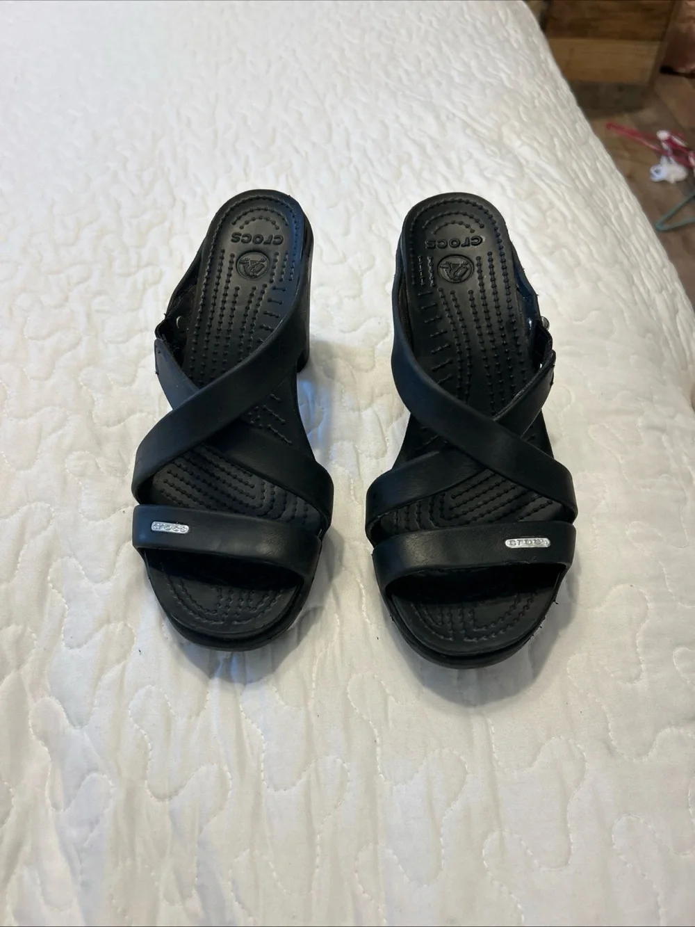 Crocs Cyprus IV Black Heels Women's Size 8 Style #14558